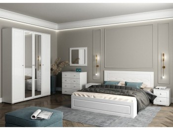 Модульная спальня Барселона (Белый/Белый глянец) в Диксоне - dikson.mebel54.com | фото