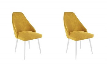 Набор стульев Милан 2 шт (желтый велюр/белый) в Диксоне - dikson.mebel54.com | фото