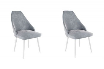 Набор стульев Милан 2 шт (серый велюр/белый) в Диксоне - dikson.mebel54.com | фото