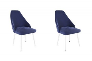 Набор стульев Милан 2 шт (синий велюр/белый) в Диксоне - dikson.mebel54.com | фото
