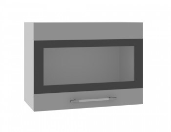 Норд ШВГС 600 Шкаф верхний горизонтальный со стеклом (Софт черный/корпус Белый) в Диксоне - dikson.mebel54.com | фото