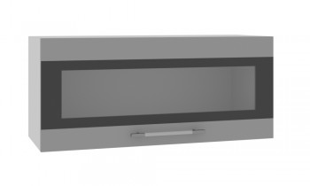 Норд ШВГС 800 Шкаф верхний горизонтальный со стеклом (Софт черный/корпус Белый) в Диксоне - dikson.mebel54.com | фото