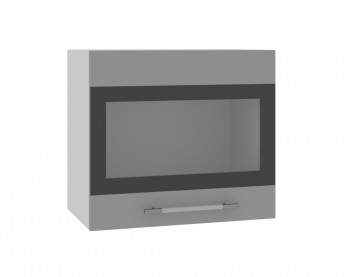 Олива ВПГСФ 500 Шкаф верхний горизонтальный со стеклом с фотопечатью высокий (Ваниль глянец/корпус Серый) в Диксоне - dikson.mebel54.com | фото