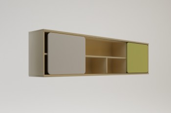Полка между шкафами 1660 Эппл (Зеленый/Белый/корпус Клен) в Диксоне - dikson.mebel54.com | фото