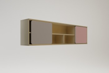 Полка между шкафами 1660 Грэйси (Розовый/Серый/корпус Клен) в Диксоне - dikson.mebel54.com | фото