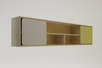 Полка между шкафами 1960 Эппл (Зеленый/Белый/корпус Клен) в Диксоне - dikson.mebel54.com | фото