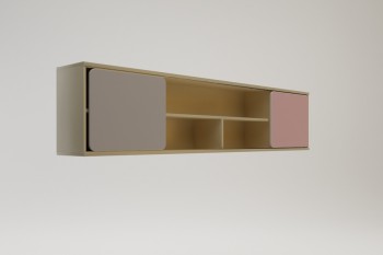 Полка между шкафами 1960 Грэйси (Розовый/Серый/корпус Клен) в Диксоне - dikson.mebel54.com | фото