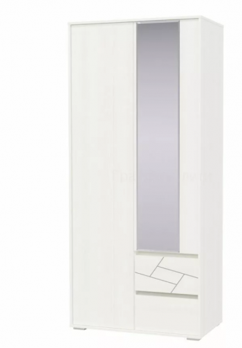 Шкаф 2-х дверный с ящиками Аделина 1000 Рамух белый в Диксоне - dikson.mebel54.com | фото