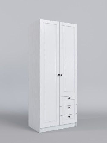 Шкаф 2-х створчатый с ящиками Классика (Белый/корпус Выбеленное дерево) в Диксоне - dikson.mebel54.com | фото