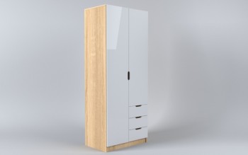 Шкаф 2-х створчатый с ящиками Лофт (Белый/корпус Дуб Сонома) в Диксоне - dikson.mebel54.com | фото