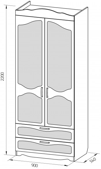 Шкаф 2-х створчатый с ящиками серии Иллюзия 02 Бежевый в Диксоне - dikson.mebel54.com | фото