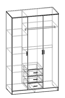 Шкаф 3-х створчатый комбинир с зеркалом Светлана (Венге/Дуб молочный) в Диксоне - dikson.mebel54.com | фото
