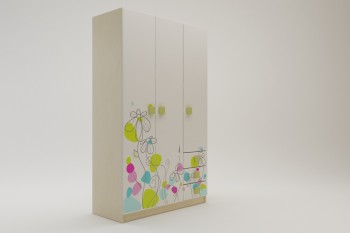 Шкаф 3-х створчатый с ящиками Флёр (Белый/корпус Клен) в Диксоне - dikson.mebel54.com | фото