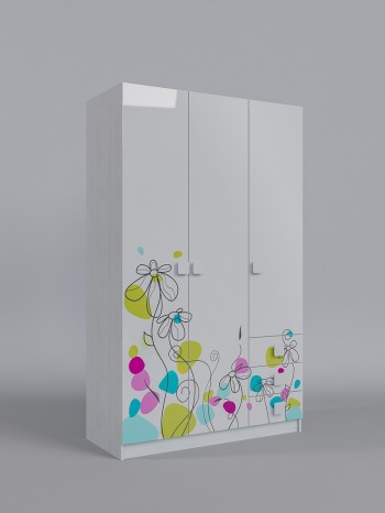 Шкаф 3-х створчатый с ящиками Флёр (Белый/корпус Выбеленное дерево) в Диксоне - dikson.mebel54.com | фото