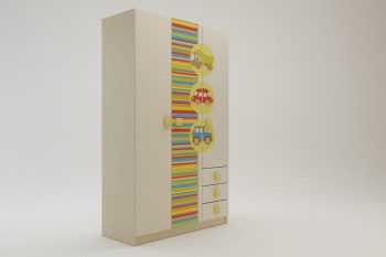 Шкаф 3-х створчатый с ящиками Клаксон (Бежевый/корпус Клен) в Диксоне - dikson.mebel54.com | фото