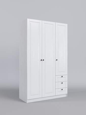 Шкаф 3-х створчатый с ящиками Классика (Белый/корпус Выбеленное дерево) в Диксоне - dikson.mebel54.com | фото