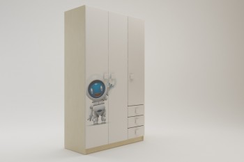Шкаф 3-х створчатый с ящиками Санни (Белый/корпус Клен) в Диксоне - dikson.mebel54.com | фото