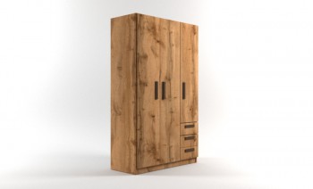 Шкаф 3-х створчатый с ящиками Шервуд (Дуб Вотан) в Диксоне - dikson.mebel54.com | фото