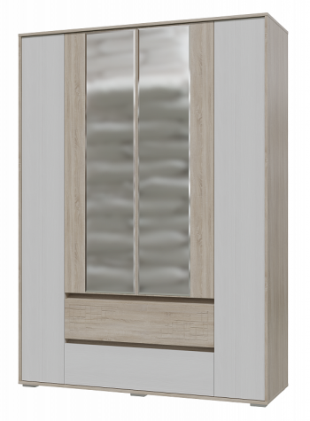 Шкаф 4-х дверный с ящиками Мальта 1600 Дуб сонома/Рамух белый в Диксоне - dikson.mebel54.com | фото