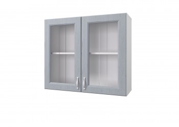 Шкаф 80 с 2-мя витринами Принцесса (Серый/корпус Белый) в Диксоне - dikson.mebel54.com | фото