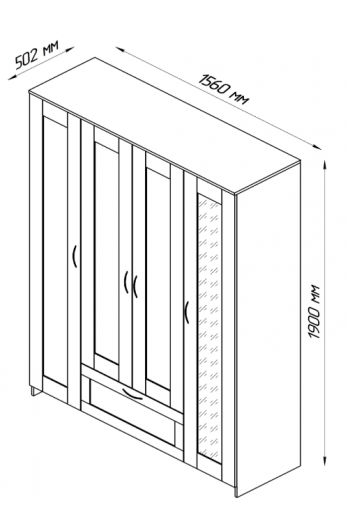 Шкаф четырехдверный Сириус с 1 зеркалом и 1 ящиком белый в Диксоне - dikson.mebel54.com | фото