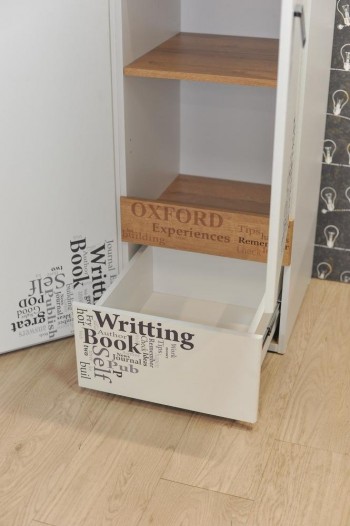 Шкаф для белья «Оксфорд» (Ривьера/Белый с рисунком) в Диксоне - dikson.mebel54.com | фото