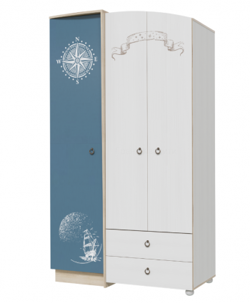 Шкаф для одежды Бриз 1200 Дуб ривьера/ Рамух белый/синий в Диксоне - dikson.mebel54.com | фото