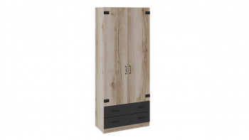 Шкаф для одежды комбинированный «Окланд» (Фон Черный/Дуб Делано) Распродажа в Диксоне - dikson.mebel54.com | фото