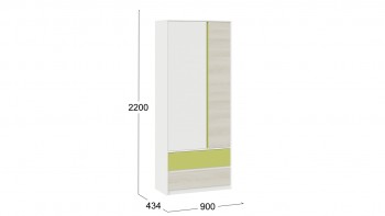 Шкаф для одежды комбинированный «Сканди» Дуб Гарден/Белый/Зеленый в Диксоне - dikson.mebel54.com | фото