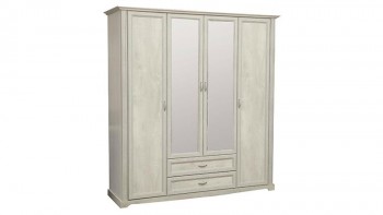Шкаф для одежды "Сохо" (бетон пайн белый/2 ящика/зеркало) в Диксоне - dikson.mebel54.com | фото