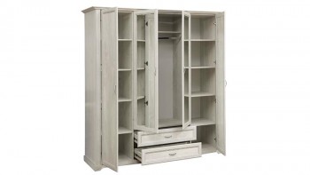 Шкаф для одежды "Сохо" (бетон пайн белый/2 ящика/зеркало) в Диксоне - dikson.mebel54.com | фото