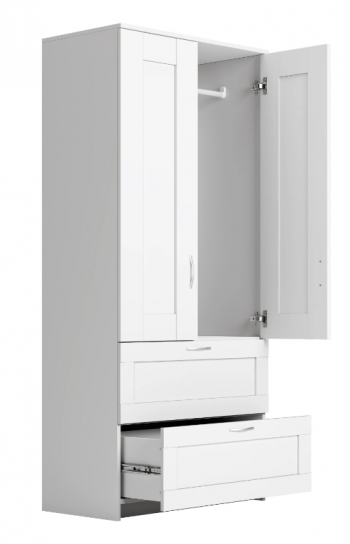 Шкаф двухдверный Сириус с 2 ящиками белый в Диксоне - dikson.mebel54.com | фото