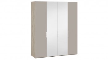 Шкаф комбинированный с 2 глухими и 2 зеркальными дверями «Эмбер» Баттл Рок/Серый глянец в Диксоне - dikson.mebel54.com | фото