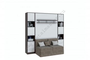 Шкаф-кровать с диваном БЕЛА с полкой ножкой в Диксоне - dikson.mebel54.com | фото