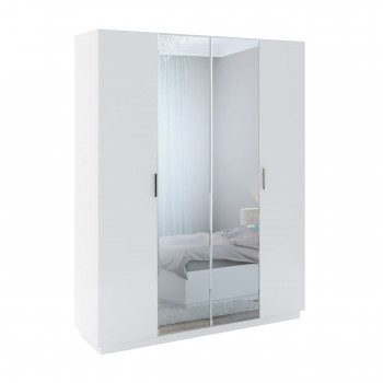 Шкаф с зер. 4 двери М22 Спальня Тиффани (белый текстурный) в Диксоне - dikson.mebel54.com | фото