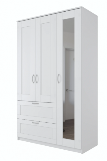 Шкаф трехдверный Сириус с зеркалом и 2 ящиками белый в Диксоне - dikson.mebel54.com | фото