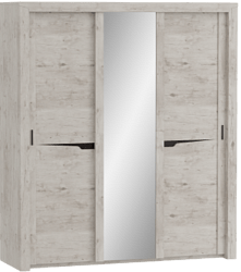 Шкаф трехдверный Соренто с раздвижными дверями Дуб бонифаций/Кофе структурный матовый в Диксоне - dikson.mebel54.com | фото