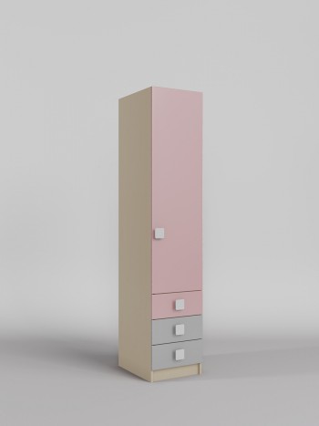 Шкаф угловой (секция с ящиками) Грэйси (Розовый/Серый/корпус Клен) в Диксоне - dikson.mebel54.com | фото