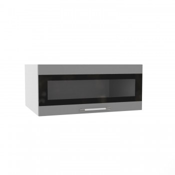 Шкаф верхний Ройс ГПГСФ 800 (Белый софт/Серый/горизонт) в Диксоне - dikson.mebel54.com | фото