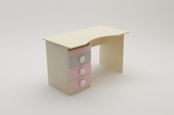 Стол (столешница с выемкой) Грэйси (Розовый/Серый/корпус Клен) в Диксоне - dikson.mebel54.com | фото