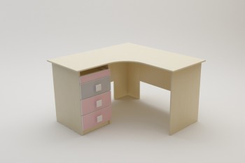 Стол угловой Грэйси (Розовый/Серый/корпус Клен) в Диксоне - dikson.mebel54.com | фото