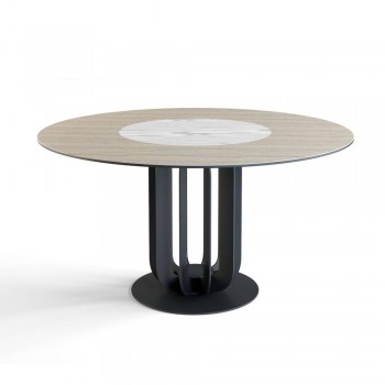 Стол круглый Rotor (160), шпон + керамика светлая в Диксоне - dikson.mebel54.com | фото