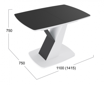Стол обеденный «Гарда» Тип 1 (Белый/Стекло матовое черный графит) в Диксоне - dikson.mebel54.com | фото