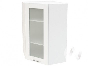 Угловой шкаф со стеклом Валерия-М ШВУС-599 (Белый глянец/Белый/верхний/высокий) в Диксоне - dikson.mebel54.com | фото